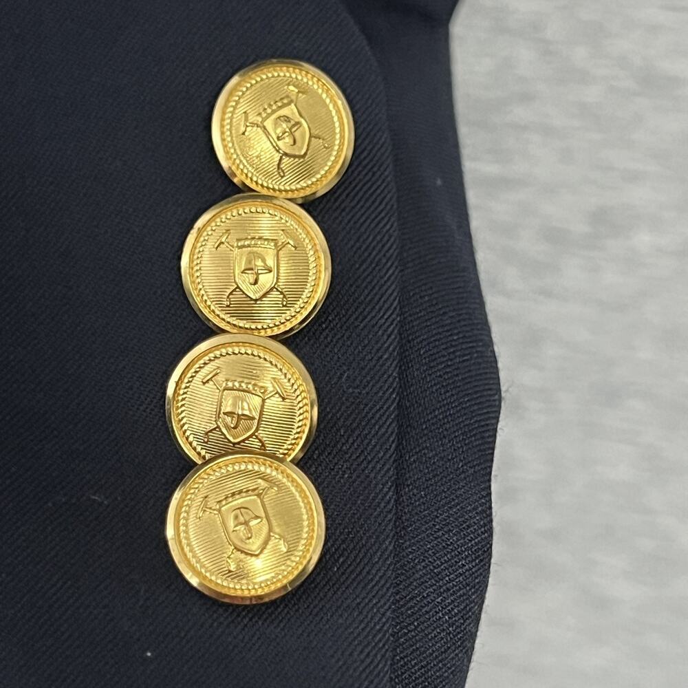 Lauren Ralph Lauren Blazer Mens 44R Navy Blue Wool Gold Crest Buttons Classic - Picture 3 of 13